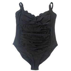 b2prity One Piece Swimsuit Large Black Ruched Bodice Adjustable Straps